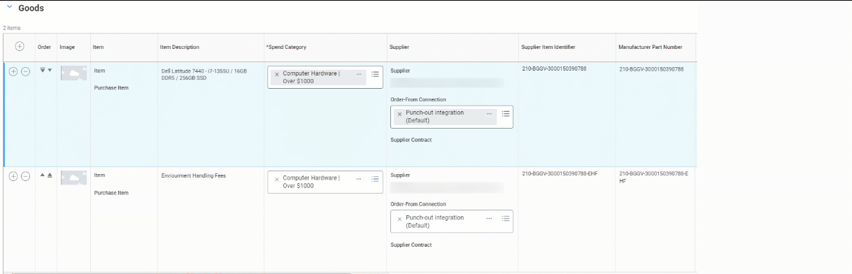New procurement columns